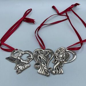Gorham silver plate set  of 3 “love ,Peace, Hope”ornaments